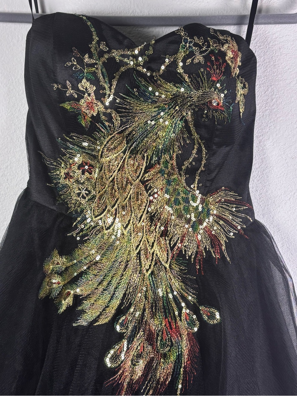 ModCloth homecoming Peacock Tulle Party Dress Size 8 Embroidered Sequin fit - Picture 4 of 9